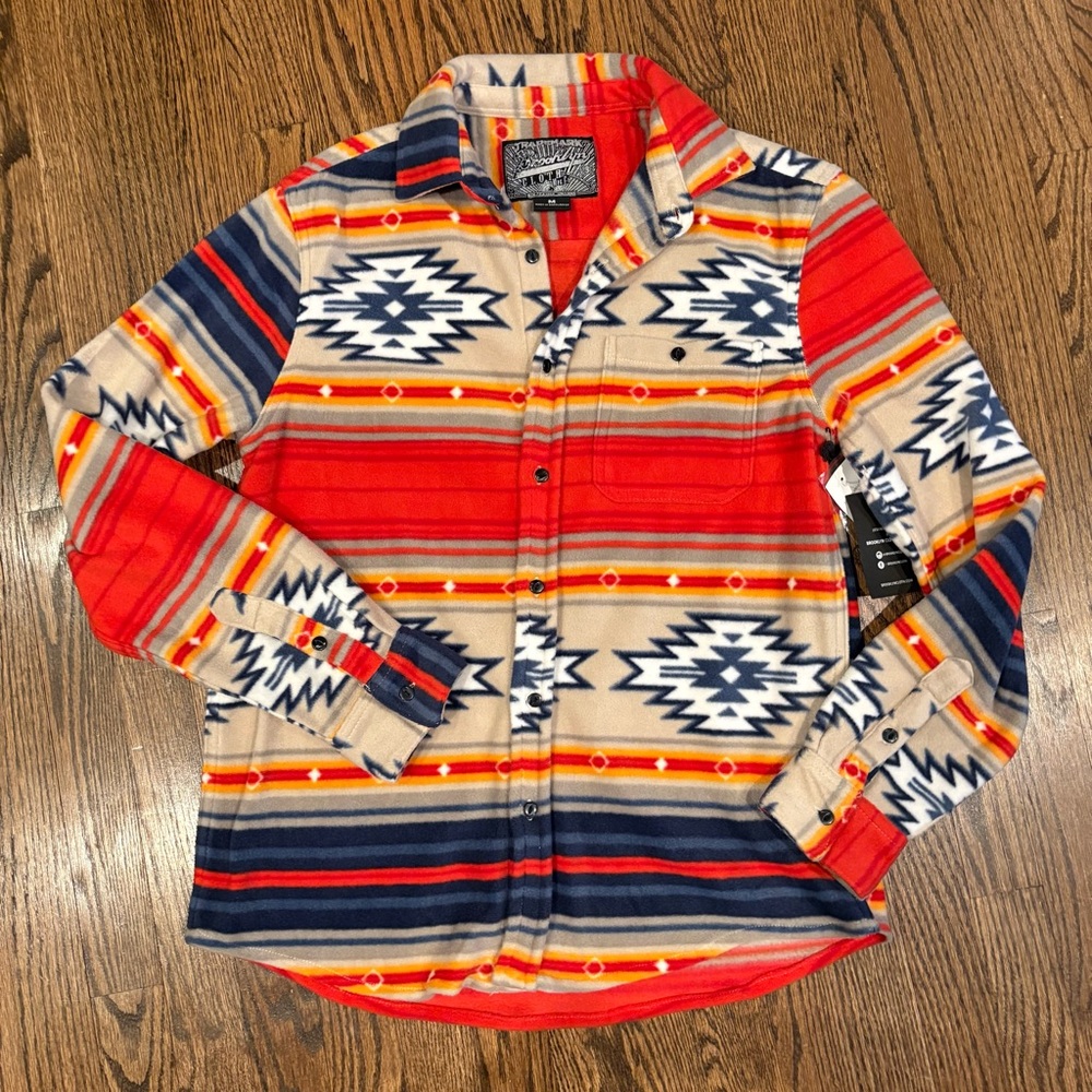 Trademark Brooklyn Cloth Size M Men's Aztec Southwest Fleece Button Up Shirt New